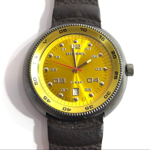 Other - Diesel Watch Gold Face With Leather Strap